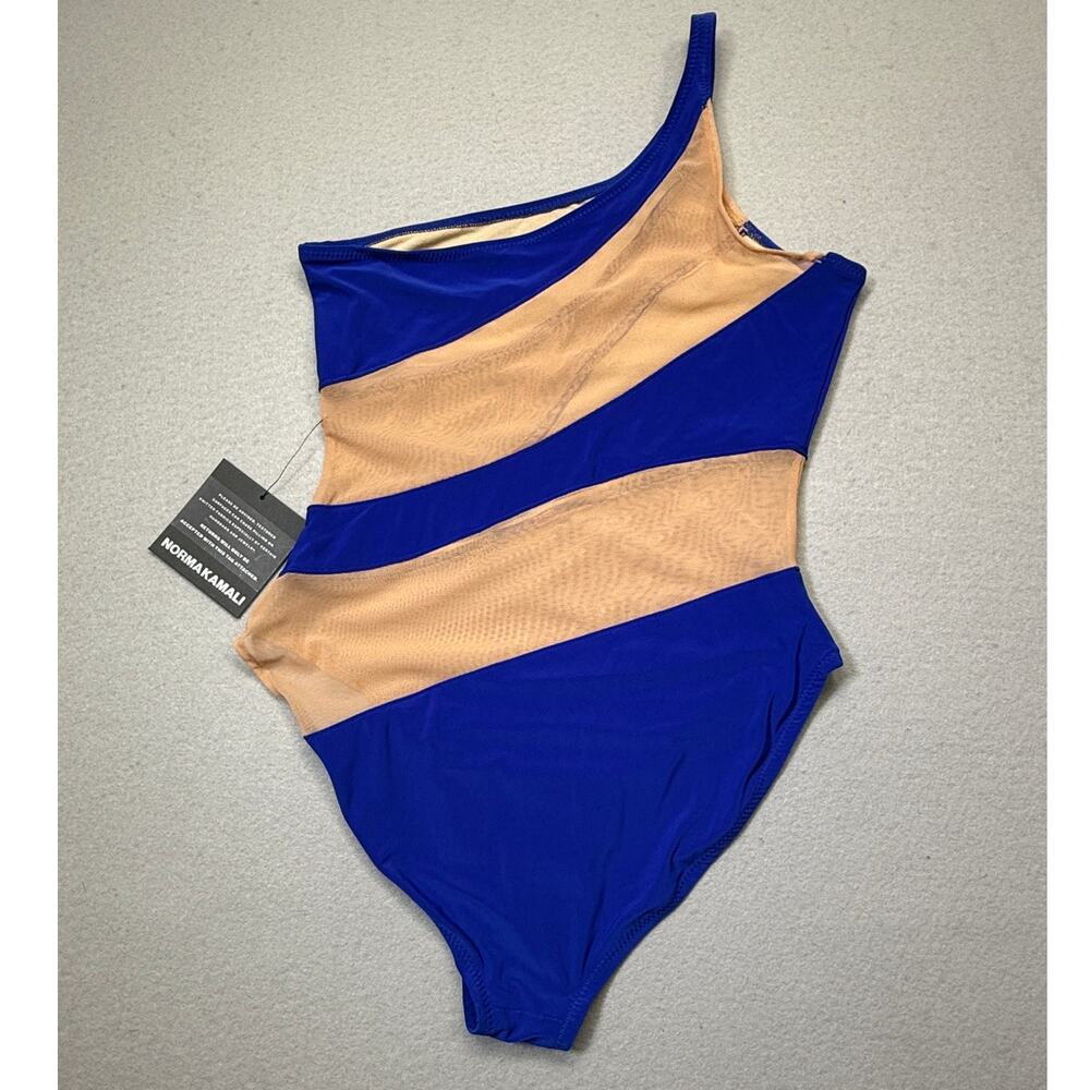 Norma Kamali Snake Mesh1 piece Swimsuit blue /nude XL $245 - Picture 2 of 8